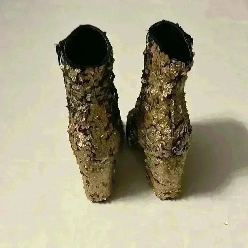 Enzo Angiolini, womans size 8.5 sequins peep toe booties​